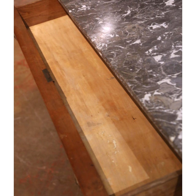 Wood 19th Century French Louis Philippe Burled Mahogany Commode With Marble Top For Sale - Image 7 of 9