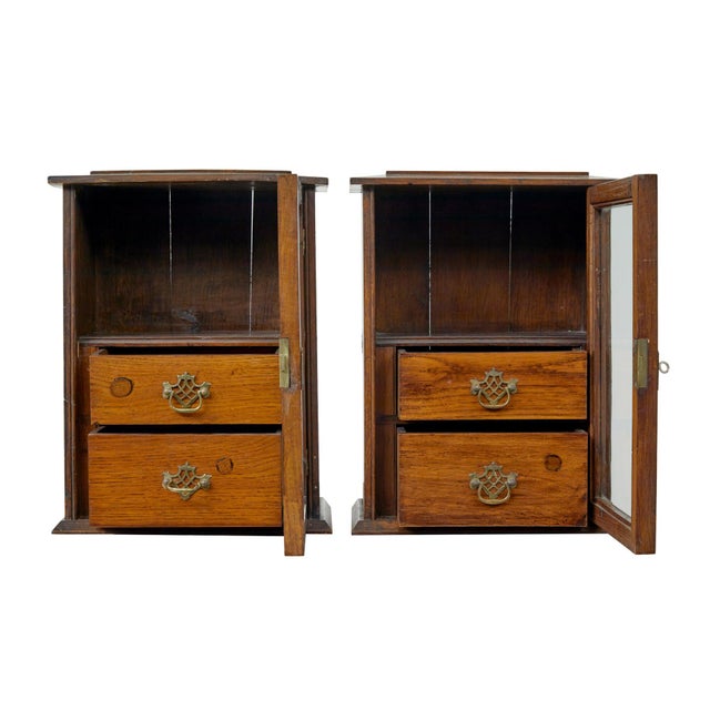 Brown Small English Nightstands in Oak from HMY Osbourne, Set of 2 For Sale - Image 8 of 9