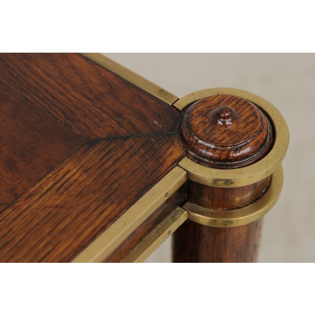 1990s Henredon Burl Walnut 3 Tier Rolling Side Table Cart For Sale - Image 5 of 14