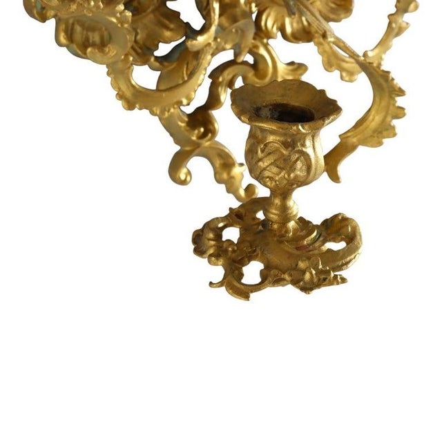 Antique French Louis XIV Gilt Bronze Mirrored Candle Wall Sconce C1890 For Sale - Image 4 of 10