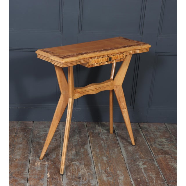 Mid-Century Italian Console Table in Chestnut and Zebrano, 1950 For Sale - Image 15 of 18