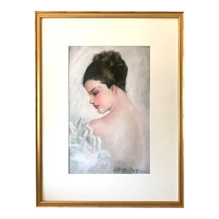 Vintage Pastel Portrait of a Woman by William B. Pattengill 1934 Art Deco For Sale