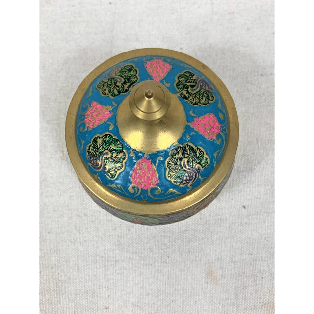 1980s Vintage Painted Brass Container For Sale - Image 5 of 7