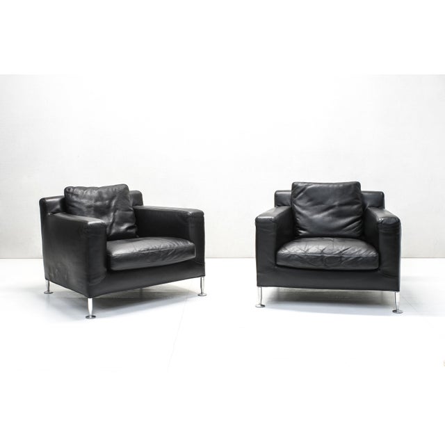 Harry Chairs in Black Leather by Antonio Citterio for B&B Italia, 1990s, Set of 2 For Sale - Image 14 of 14