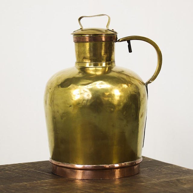 Metal Large Rustic Farmhouse French Brass Canne à Lait or Milk Jug For Sale - Image 7 of 10