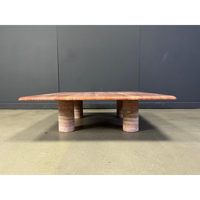 Red Travertine Coffee Table by Angelo Mangiarotti for Up&Up, Italy, 1970s For Sale - Image 3 of 16