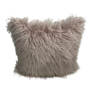 Dusty Pink Mongolian Faux Fur Pillow For Sale