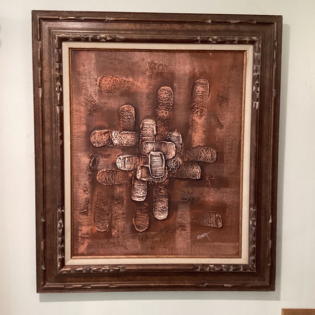 Abstract Mid 20th Century Abstract Painting on the Canvas by R. Wavra Framed For Sale - Image 3 of 12