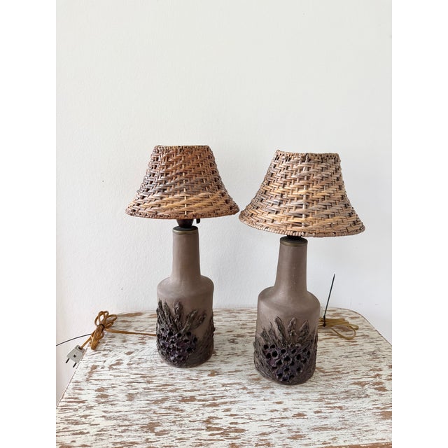 Vintage Danish Stoneware Table Lamps, 1960s, Set of 2 For Sale - Image 6 of 11