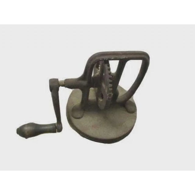 American Vintage 1930s 4 Quart Butter Churn Metal Crank Wood Paddles Square Glass Jar For Sale - Image 3 of 5