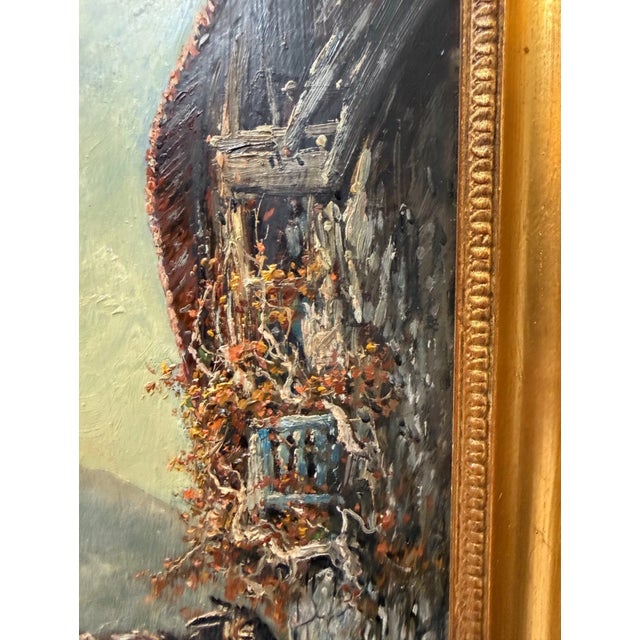 Vintage Original Wolfang Pogzeba Donkey Mountain Oil Painting on Board Landscape For Sale - Image 12 of 15