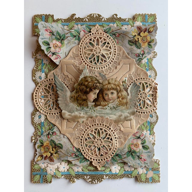 Antique Victorian three-dimensional die-cut paper lace Valentine dating from approximately 1890–1905. This unusually large...