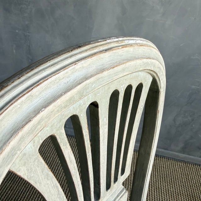 Late 19th Century Set of 4 European Painted Dining Chairs With Linen Upholstery For Sale - Image 14 of 15