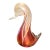 Vintage Stuart Abelman Signed Iridescent Pink Pulled Feather Art Glass Swan For Sale