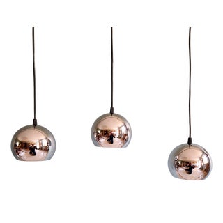 Space Age Eyeball Pendant Lights in Chromed Metal, 1970s, Set of 3 For Sale