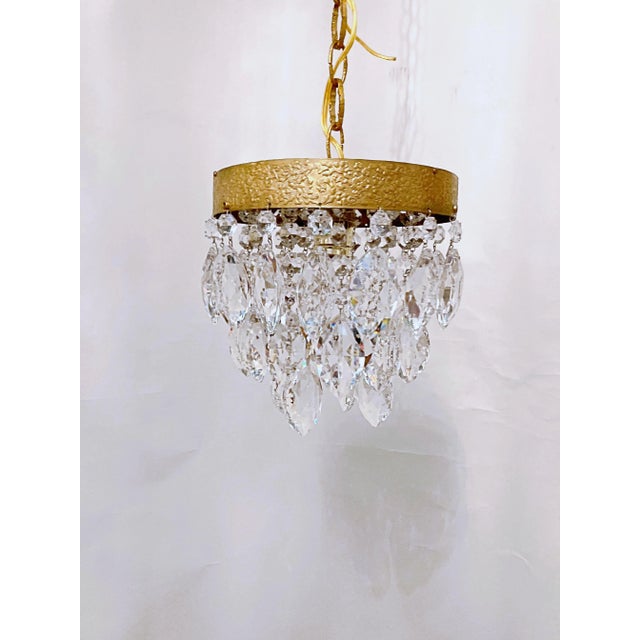1960s Italian Brass Rim Layered Chandelier For Sale - Image 9 of 9