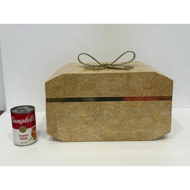Vintage 1980's Oversized Tessellated Stone and Brass Maitland Smith Box For Sale - Image 12 of 12