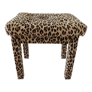 Cheetah Print Upholstered Stool/Ottoman For Sale