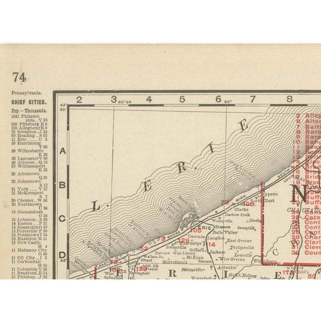 19th Century Antique Map of Pennsylvania The Keystone State by Ran McNally, 1899 For Sale - Image 5 of 11