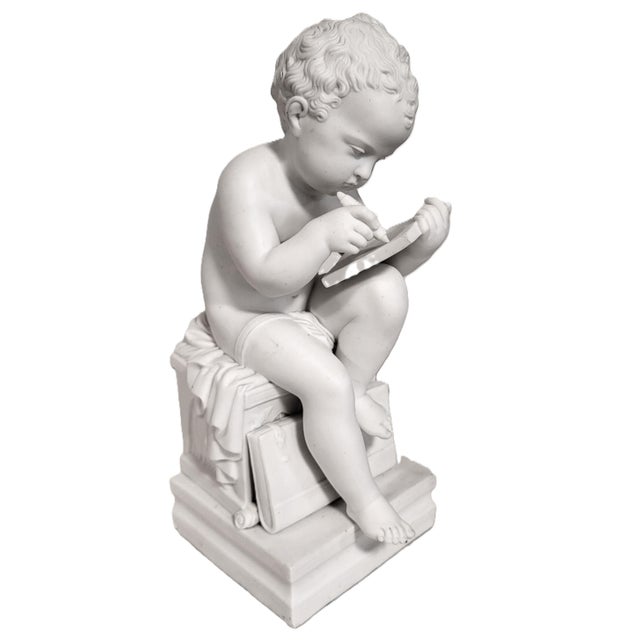 Ceramic Pair Antique French White Bisque Porcelain Putti Baby Cherubs Sculpture Figures For Sale - Image 7 of 18