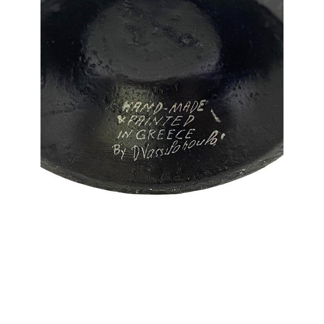 Mid 20th Century Greek Pottery Black Urn With Twisted Handles For Sale - Image 9 of 10