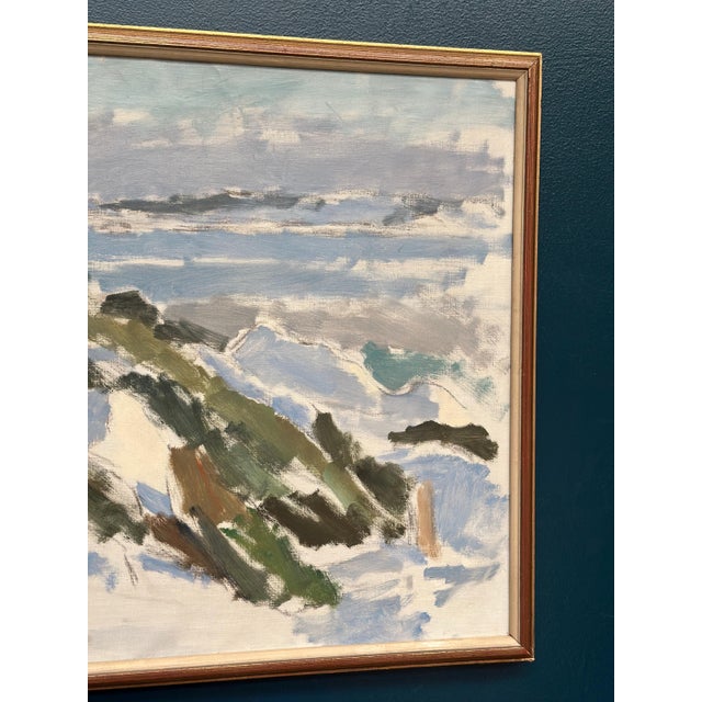 Mid-Century Modern FMK, Winter Landscape, 1943, Oil Painting on Canvas, Framed For Sale - Image 3 of 18