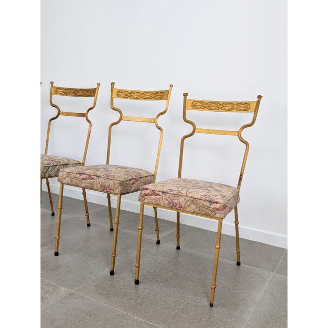 Gold Wrought Iron Chairs, 1980s, Set of 4 For Sale - Image 11 of 14