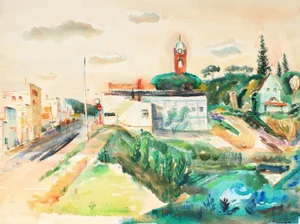 "Minnesota" 1955 Lush Green Watercolor Landscape