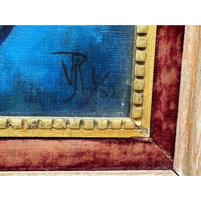 Portrait painting of young boy by California listed artist Virginia Sevier Rogers 1952 Oil on Canvas Signed and dated...