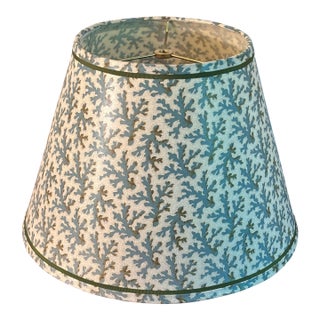 Lampshade Covered in Pretty Coral-Patterned Fabric. For Sale