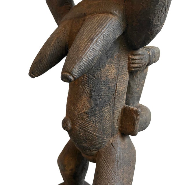 Wood Antique Old Afo Maternity Figure W/Baby For Sale - Image 7 of 10