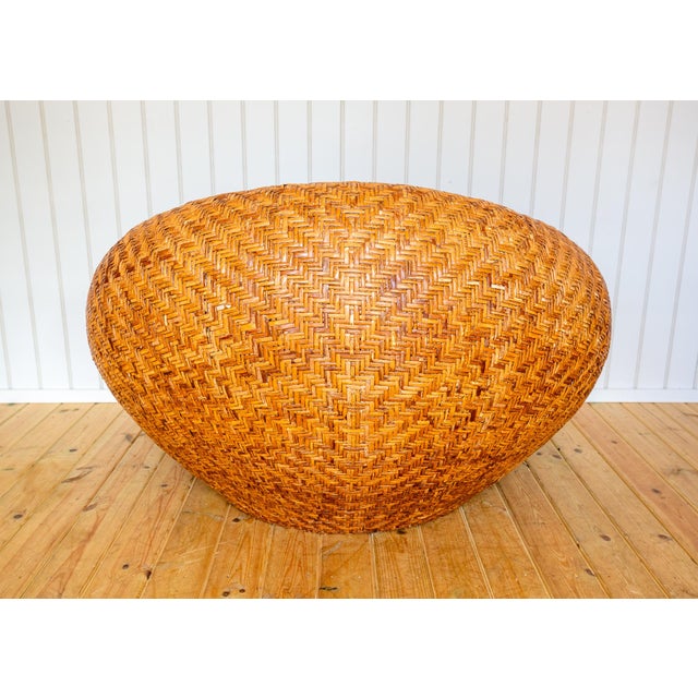 Tan Mid-Century Modern French Mushroom Rattan Pod Easy Lounge Chair, 1970s For Sale - Image 8 of 18