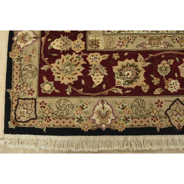 Tabriz Rug 7’9” X 9’10” Black Wool/Silk Traditional Hand-Knotted Oriental Carpet For Sale - Image 12 of 15