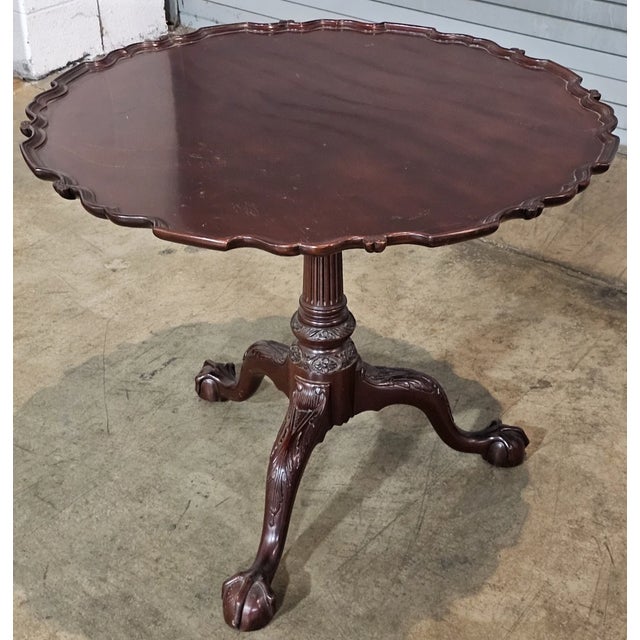 Kindel Furniture Kindel Winterthur Collection Philadelphia Carved Mahogany Tilt Top Pie Table For Sale - Image 4 of 9