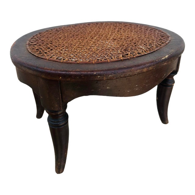 Antique Cane Footstool For Sale