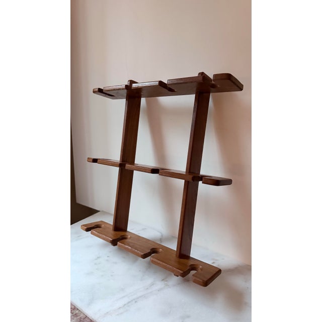1970s Vintage Mid-Century Teak Wine Glass Rack – Wall Mounted 12-Stemware Holder For Sale - Image 5 of 11
