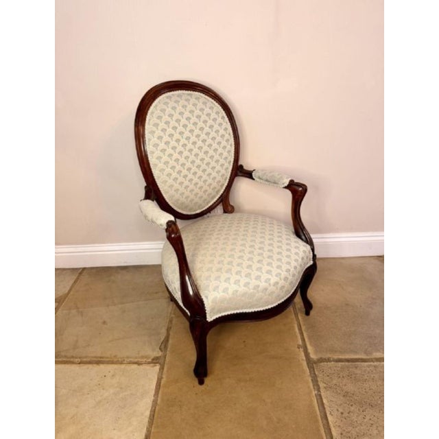 Antique Victorian Walnut Armchairs, Set of 2 For Sale - Image 6 of 7