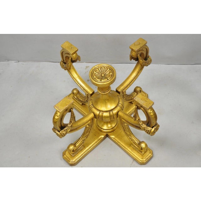 Mid 20th Century Vintage Italian Hollywood Regency Gold Gilt Metal Double Pedestal Coffee Table For Sale - Image 5 of 18