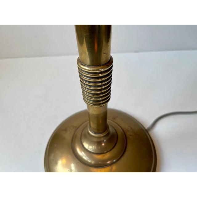 Gold Scandinavian Art Deco Table Lamp in Bronze, Brass and Glass, 1930s For Sale - Image 8 of 12