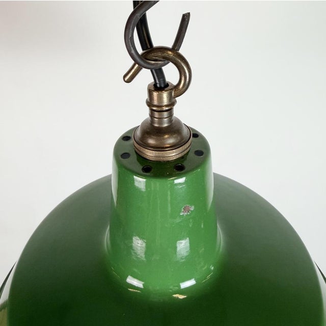 Metal Industrial Green Enamel Factory Pendant Lamp from Revo, 1950s For Sale - Image 7 of 17