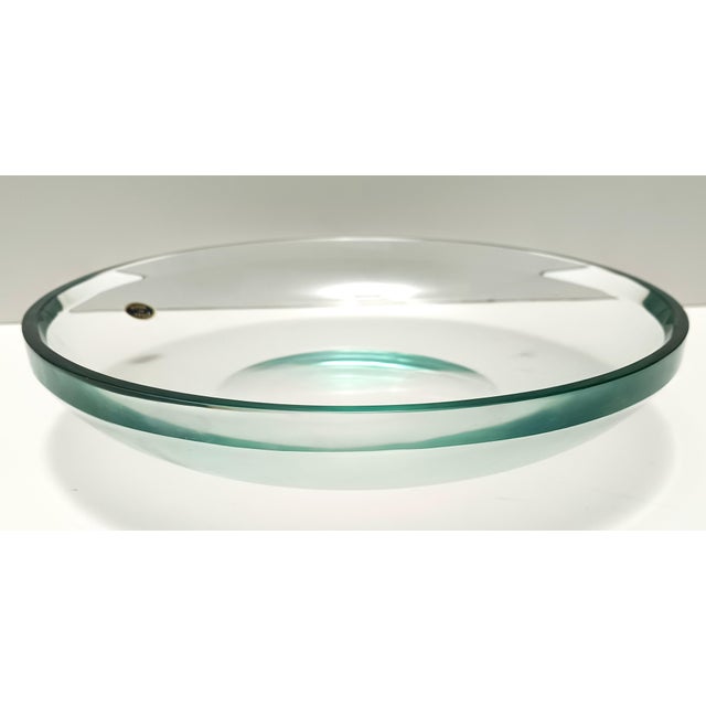 Mid-Century Modern Thick Glass Centerpiece / Trinket Bowl attributed to Fontana Arte, Italy, 1960s For Sale - Image 3 of 8