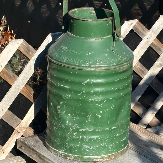 Cabin Vintage 5-Gallon Galvanized Steel Petroliana Can For Sale - Image 3 of 11