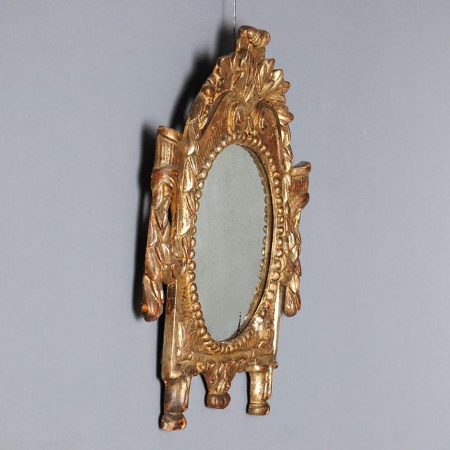 Antique Italian Carved and Gilded Wood Mirror, 1700s For Sale - Image 3 of 10