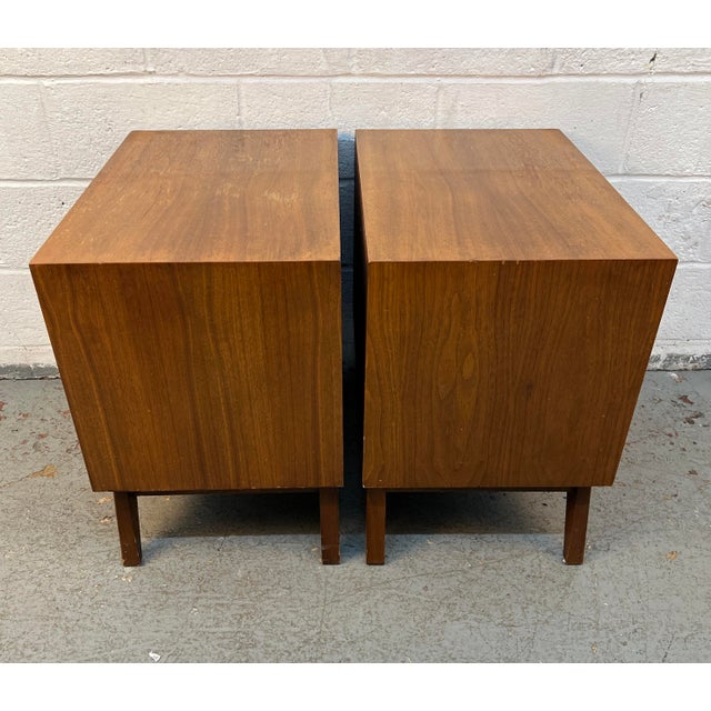 Wood Unique Mid-Century Walnut & Burl Diamond Front Night Stands For Sale - Image 7 of 15