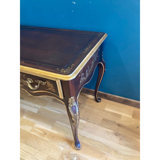 Mid 20th Century Vintage Gilt Chinoiserie Campaign Desk & Chair Set of 2 by Union National Furniture For Sale - Image 5 of 18