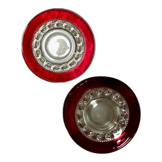 Vintage Tiffin "King's Crown" Festive Glass Party Plates, Set of 11 For Sale