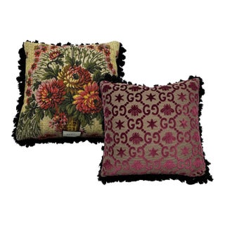 Gucci GG Jacquard Fringed Pillow For Sale