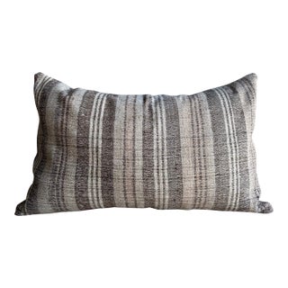 Vintage Turkish Hemp Rug Pillow 18" X 29" With Down Insert For Sale