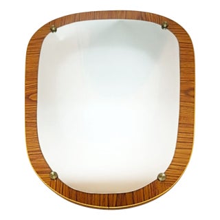 Vintage Organic Wall Mirror with Wood-Veneered Panel, 1960s For Sale