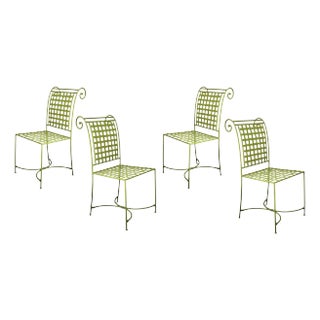 Mid 20th Century French Wrought Iron Garden Chairs - Set of 4 For Sale